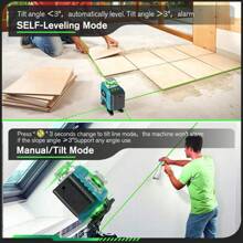 Yofidra 16 Lines 4D Laser Levels 360 Horizontal Vertical Green Line Laser Level Self-Leveling Measure Leveling Tool,Essential Tools - UK Plug(220-240V) - View 10