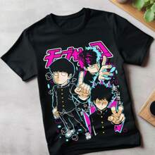 Mob Psycho 100 Cast Anime Manga T-Shirt All-Size Mob Psycho Dimple T-Shirt Tee - Black - View 1