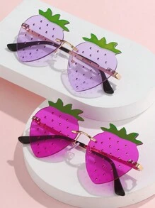 1 pieza Gafas de moda novedosas con diseño de fresa para mujeres, estilo lindo de Y2K, adecuado para fiestas, vacaciones, San Valentín, en colores rojo, verde, azul, morado, verde claro, amarillo, rosa claro para verano, playa, vacaciones, exterior, viaje - Forma de fresa - Ver 17