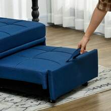 HOMCOM Convertible Chair Bed With Padding Seat, 4-In-1 Multi-Functional Sleeper Sofa Bed, Recliner With Adjustable Backrest, Side Pocket, Wheels And Pillow, For Living Room, Blue - Blue - View 8