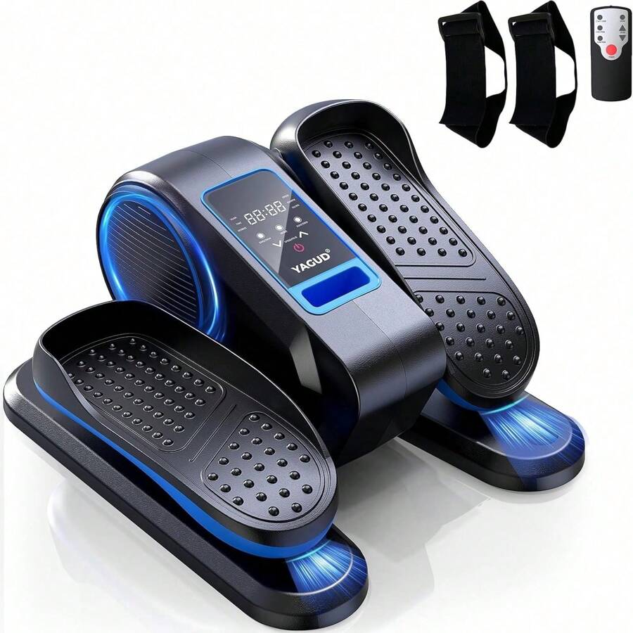 Under Desk Elliptical Machine Ellipse Leg Exerciser For Senior, 12 Adjustable Speeds Quiet And Portable Seated Pedal Exerciser For Training With Remote Control - Blue - View 1