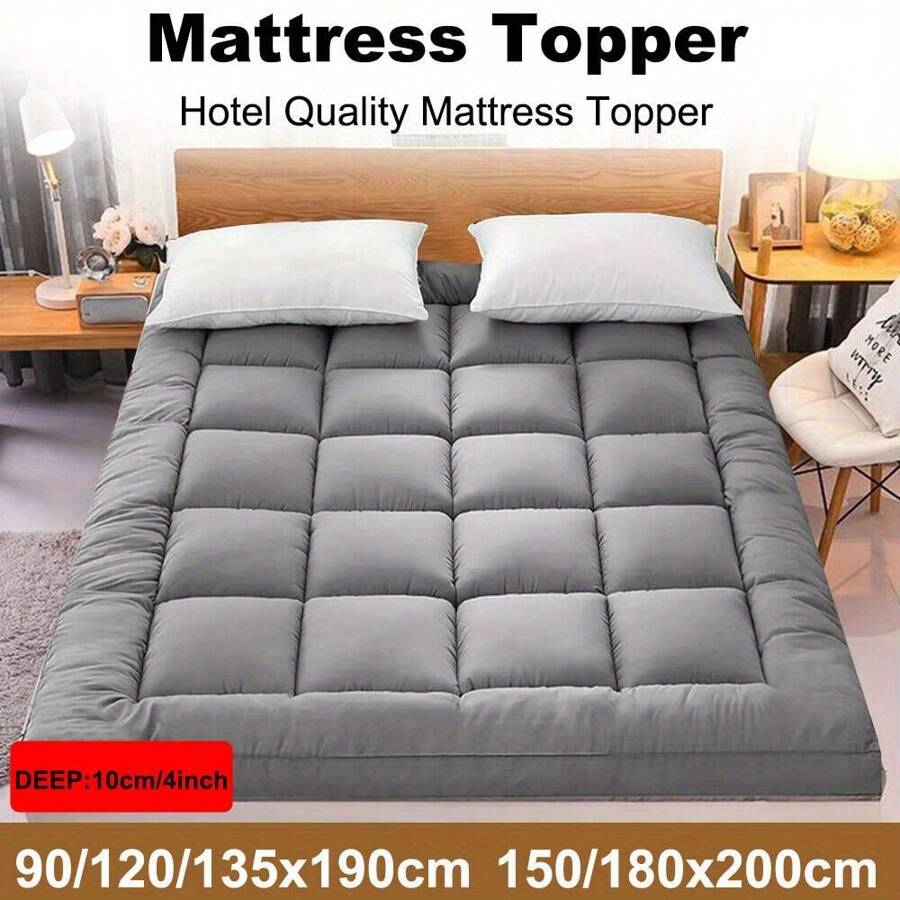 Hotel Quality Mattress Topper 10cm Deep Thick Single Double King Super All Sizes - Grey - View 1