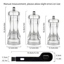 2 Packs Acrylic Salt And Pepper Mill With 2-In-1 Clean Brush, Manual Pepper Mill And Salt Shaker With Adjustable Coarseness And Ceramic Grinding Burr, Used For Pepper, Cumin, Sea Salt, Dry Pepper, Kitchen Gadgets For Home, Restaurant, Camping