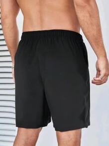 Pantalones cortos deportivos tipo novio con estampado gráfico de letra para hombres, pantalones cortos de gimnasio, pantalones cortos tipo jogger con bolsillo con cremallera y cordón en la cintura para entrenamientos, correr, gimnasio en verano