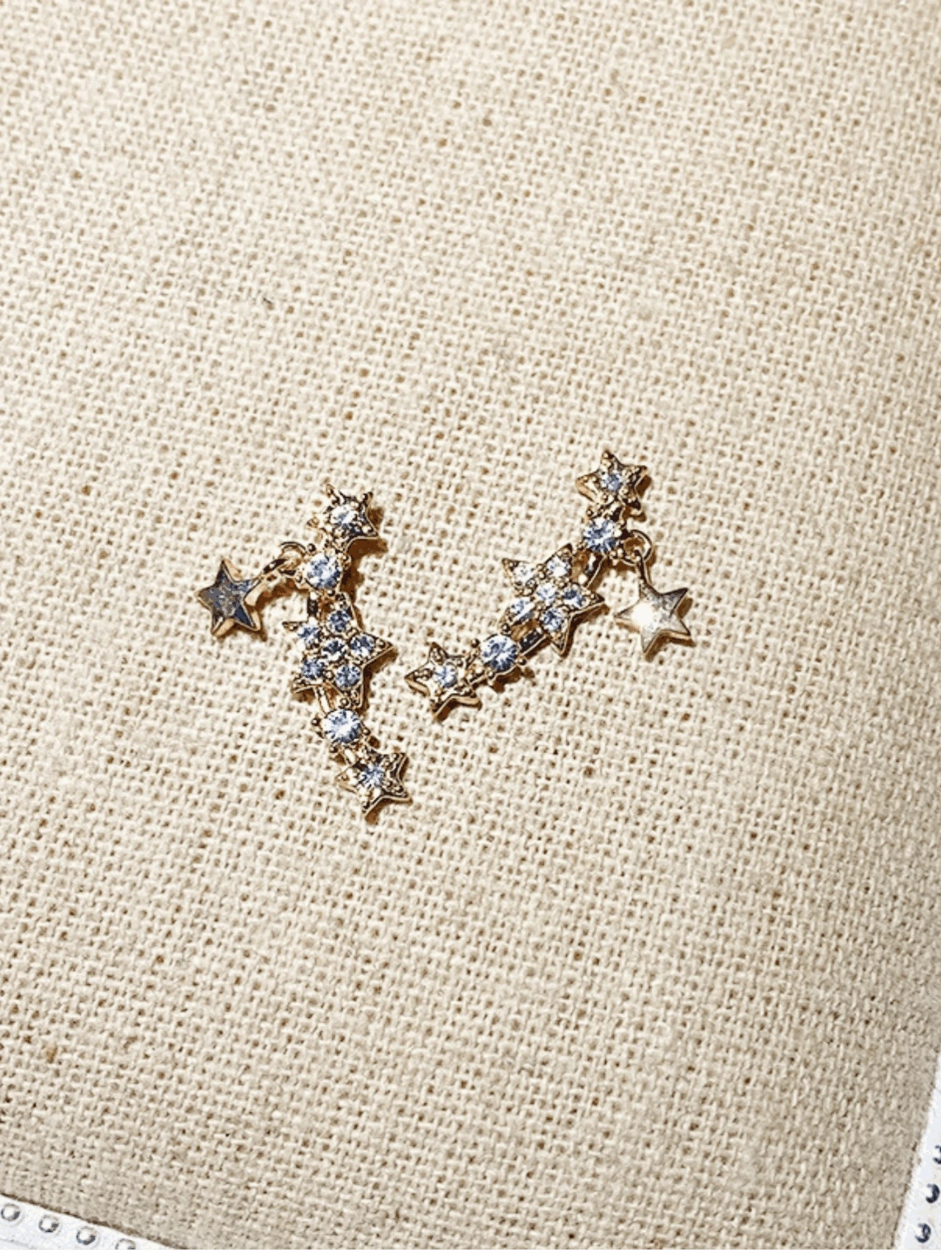 1 Pair Rhinestone Inlaid Star Shaped Silver Needle Earrings - Yellow Gold - View 1