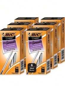 BIC Xtra Smooth Ballpoint Pen, Stick, Medium 1 Mm, Black Ink, Clear Barrel, 144/Pack