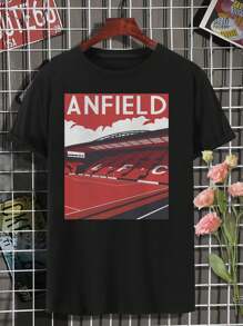 Vintage Anfield Women's T-Shirt Retro Football Tees Classic Liverpool Shirt LFC Apparel - 黑色 - 查看 2