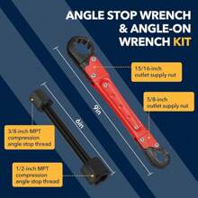 Plumbing Tools, Useful Angle Wrench Set For Quickly Removing And Tightening Compression Nuts And Angle Stops In Tight Spaces, Plumbers Wrench Angle Stop Wrench Set Makes Plumbing Jobs Easier (Red) - Red - View 2