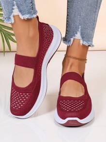 Damen atmungsaktive Slip-On Schuhe, weiche rutschfeste Sohle Lässig Walkingschuhe für Frühling/Sommer - Bordeaux - Übersicht 4