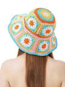 LEAJOURNO. 1pc Exotic Hollow Out Vintage Floral Bucket Hat, Hyuna Style Foldable Bucket Hat