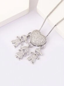 1件18K镀金白锆石3件套儿童吊坠项链，优雅珠宝礼品，简约设计 - 銀色 - 查看 14