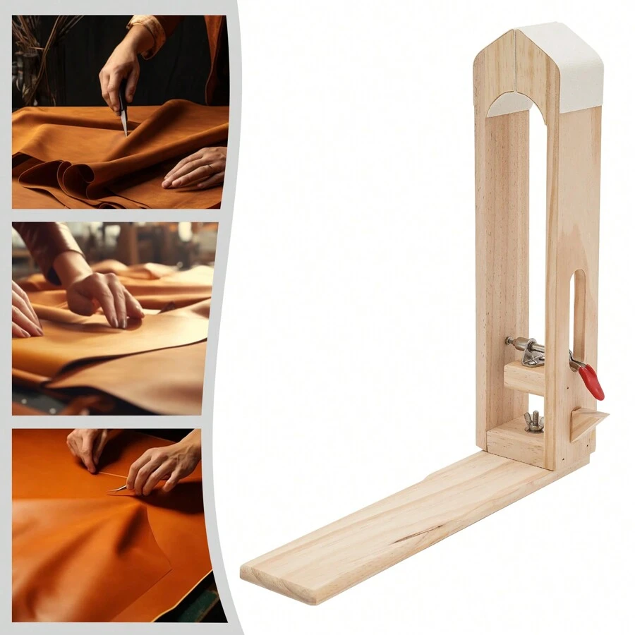 kangten Leather Stitching Clamp, DIY Hand Stitching Leather Clamp, Solid Wood DIY Leather Stitching Clamp - Log - View 1