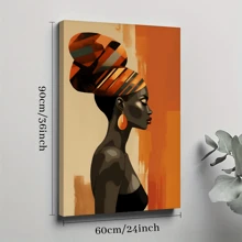 1pc Framed Canvas Poster, African American Women Black Vogue Girl Wall Art Canvas Paintings, Ideal Gift For Bedroom Living Room Corridor, Wall Art, Room Decoration