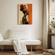 1pc Framed Canvas Poster, African American Women Black Vogue Girl Wall Art Canvas Paintings, Ideal Gift For Bedroom Living Room Corridor, Wall Art, Room Decoration