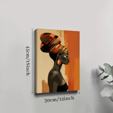 1pc Framed Canvas Poster, African American Women Black Vogue Girl Wall Art Canvas Paintings, Ideal Gift For Bedroom Living Room Corridor, Wall Art, Room Decoration