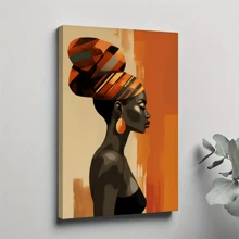 1pc Framed Canvas Poster, African American Women Black Vogue Girl Wall Art Canvas Paintings, Ideal Gift For Bedroom Living Room Corridor, Wall Art, Room Decoration