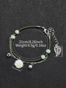 2 件/套女士时尚数字表盘石英表 + 花卉手链，不含表盒 - 綠色 - 查看 5