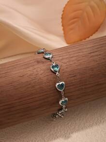 Elegant Stainless Steel Connected Heart Bracelet, Fashion Versatile Personalized Design Suitable For Women Any Occasion