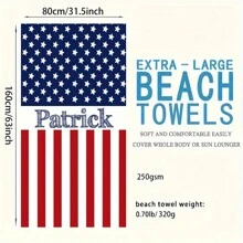 1 stuk strandlaken met Amerikaanse vlag, superabsorberend en snel drogend zwemlaken, lichtgewicht en zacht strandlaken, geschikt voor strand, zwemmen, buiten, kamperen, reizen, ideale strandbenodigdheden, vakantiebenodigdheden, zomerse badkamerdecoratie