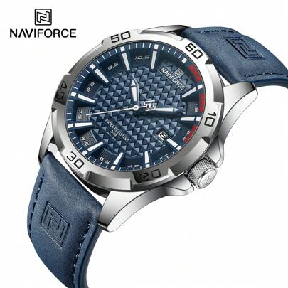  NAVIFORCE Brand Men Fashion Quartz Watches Male Leather Strap Sport Waterproof Wrist Watches Calendar Clock