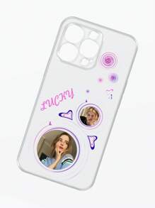 1 pieza Funda de teléfono personalizada con dibujo lineal en inglés, patrón personal, y protección de amortiguación de aire y lente de gran tamaño compatible con Apple 16 15 14 13 12 11 Pro Max