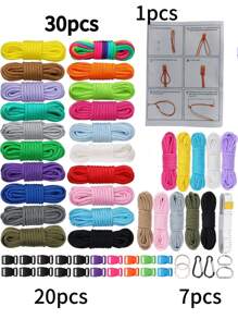 58pcs 7-Strand Paracord For DIY Braiding, Hanging Rope/Keychain Weaving, Bracelet Crafting, Clothesline - Multicolor - View 4