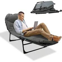 Camping Portátil, Catres Plegables para Dormir Adultos con Cojines y Almohadas, 4 Posiciones Ajustables, para el Hogar, Oficina, Camping, hasta 150KG - 1 - Ver 1