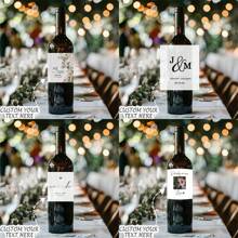 12/24pcs Copywriting Customized Wedding Engagement Party Red Wine Bottle Waterproof Tear-Off Label Stickers