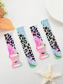 1PC Pink Blue Leopard Printed Silicone Bracelet Sport Style Watch Strap Compatible With Samsung Galaxy Watch4/Watch4 Classic/Watch5/Watch5 Pro/Watch6/Watch6 Classic/Watch7 Watch Bands