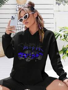 Women's Cybertruck Hoodie T-Shirt Stylish Electric Vehicle Apparel - Black - View 1