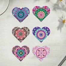 6 stuks/set Mandala 5D Diamond Painting bladwijzers, DIY Diamond Art PU lederen bladwijzers, Beginner Reading Craft Kit, Boekenliefhebber Terug naar school cadeau