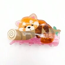 1个卡通动物恐龙/鲨鱼/鹰/蜥蜴/乌龟亚克力发爪夹，独特设计发饰，夏季服装发夹，节日，派对 - 彩色 - 查看 14