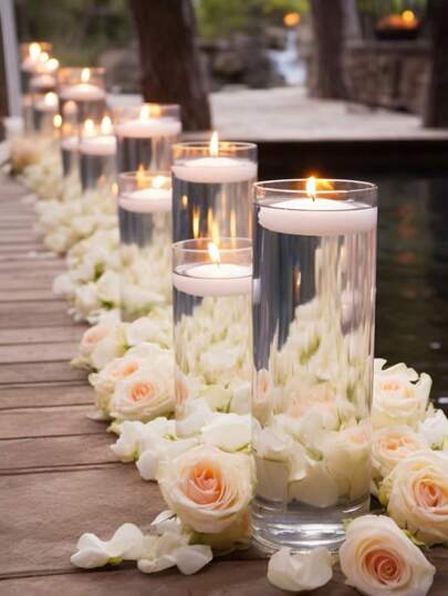 12/24 piezas Velas flotantes, Velas de cera de parafina blanca sin humo de 2", velas flotantes a granel, para centros de mesa, jarrones cilíndricos, bodas, fiestas de Pascua, fiestas de primavera, piscina, decoraciones navideñas