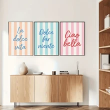 3 件套 Ciao Bella & La Dolce Vita 海报时尚意大利名言帆布艺术墙画现代墙壁装饰适合客厅卧室厨房家庭办公室无框
