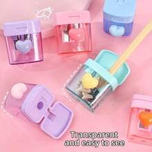 1pc Random Color 1Set Cute Macaron-Colored Pencil Sharpener With Two Holes Lid - Sky Blue/Light Green/Pink, Perfect For Art & Crafts, Perfect For Winter, New Year