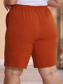 Women's Plus Size Bermuda Shorts High Waist With Elastic Summer Top - Telha - 查看 4