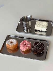 2 个蛋糕托盘，1 大 1 小，两件式甜点盘，不锈钢矩形蛋糕和甜点小吃拼盘，适用于咖啡厅和下午茶，304 不锈钢（非 201 材质） - 彩色 - 查看 10