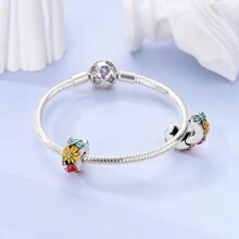 1 件银色闪亮锆石春园优雅金色向日葵花朵瓢虫蝴蝶蜻蜓仓鼠爱心吊坠适合原创手链项链吊坠珠子 DIY 珠宝制作女士女孩日常珠宝礼物 - 銀色 - 查看 10