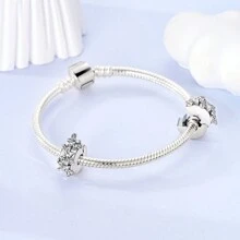 1 件银色闪亮锆石春园优雅金色向日葵花朵瓢虫蝴蝶蜻蜓仓鼠爱心吊坠适合原创手链项链吊坠珠子 DIY 珠宝制作女士女孩日常珠宝礼物 - 銀色 - 查看 8