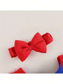 Newborn Baby Girls Romper Christmas Halloween Cosplay Costume 0 6 12 18 24 Months Infant Bodysuit Romper Playsuit With Headband 2Pcs Summer Outfits Set - 紅色 - 查看 4