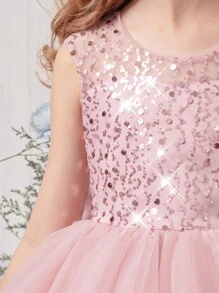 Tween Girl Elegant Bow Decor Dress, Flower Girl Princess Dress Suitable For Girls Wedding, Party, Birthday, Communion, Important Occasions - Pink - View 8