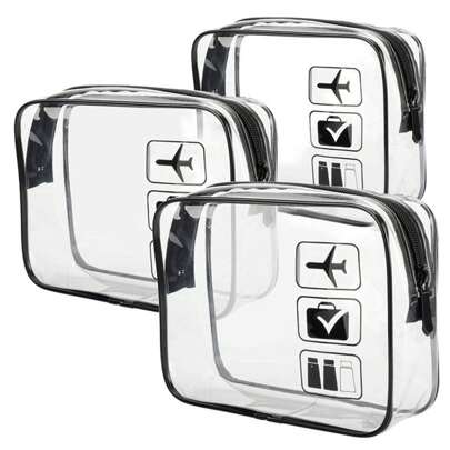 1pc/3pcs Clear Toiletries Travel Bag, Travel Carry, Airport Aviation Accessories Compliance Bag, Quart Size Women's And Men's Cosmetic Bags,For Holiday Beach, Bathroom Collection, Bedroom Collection, Large Capacity,Makeup Bag,Travel Essential