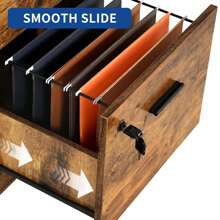 File Cabinet With 4 Drawers, Vertical Heavy Duty Filing Cabinet For Letter A4-Sized Files, Assembly Required, Storage Cabinet For Home Office, Lockable Cabinet W40xD40xH131cm - Rust Brown - View 3