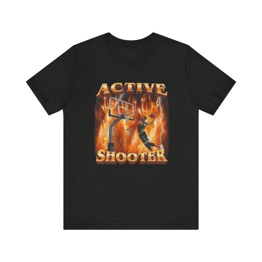Active Shooter Funny Basketball Meme Shirt - Funny Shirts, Gift Shirt, Parody Tee,Basketball Shirt, Meme Shirt, Funny Basketball - Black - View 1