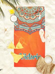 Personalized Bohemian Style Beach Towel, Mandala Patterned Beach Blanket With Name/Letter, Absorbent Beach Towel Suitable For Women, Girls, Children, Boys, Men, Adults,Multi-Functional,Durable,Anti-Mold,Ornamental,Reusable,Exquisite,Stylish,High-Quality,Colorful,Modern,Cute,Comfortable,Custom,Personalized,Unique,Ideal Gifts For Him,Ideal Gifts For Her,Boyfriend,Dad,Girlfriend,Mom,Family,Friends,Tea Room,Home,Garden,Office,For Anniversaries,For Valentine's Day,For Mother's Day,For Birthdays,For Father's Day,For Graduation,For Weddings,For Housewarming,Customized Beach Towels - Multicolor - View 14