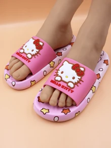 Sanrio Hello Kitty 可爱卡通露趾拖鞋 女童卡通鞋 透气防滑厚底拖鞋 适合室内家居浴室