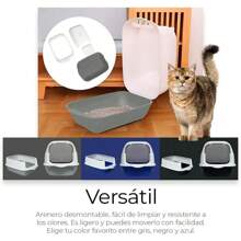 Raganet, Arenero/Inodoro para Gato Cerrado de 50cm X 35cm X 33cm, Caja de Arena para Gatos con Tapa y Puerta Abatible, Antiolores, Facil de Limpiar, Incluye Pala (Gris) - Gris - Ver 5