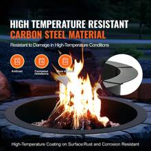 SKYSHALO Fire Pit Ring, 35-45-Inch Outer/30-39-Inch Inner Diameter, 8.5 Or 10inch Height Round, Square Or With Barbecue Fire Pit Insert, Carbon Steel Liner DIY Campfire Ring Above Or In-Ground, For Outdoor Camping, Bonfires