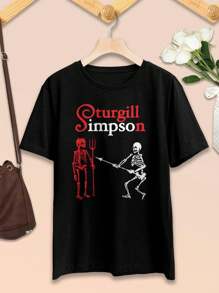 Sturgill Simpson Women's T-Shirt Attack Graphic Tee Fan Merch Country Music Apparel - màu đen - Xem 2