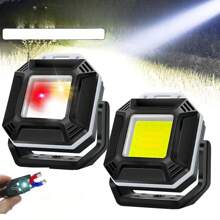 1 pièce Lampe de travail COB avec chargement Type-C, 3 sources de lumière, porte-clés lampe de poche multifonction portable pour le camping en extérieur